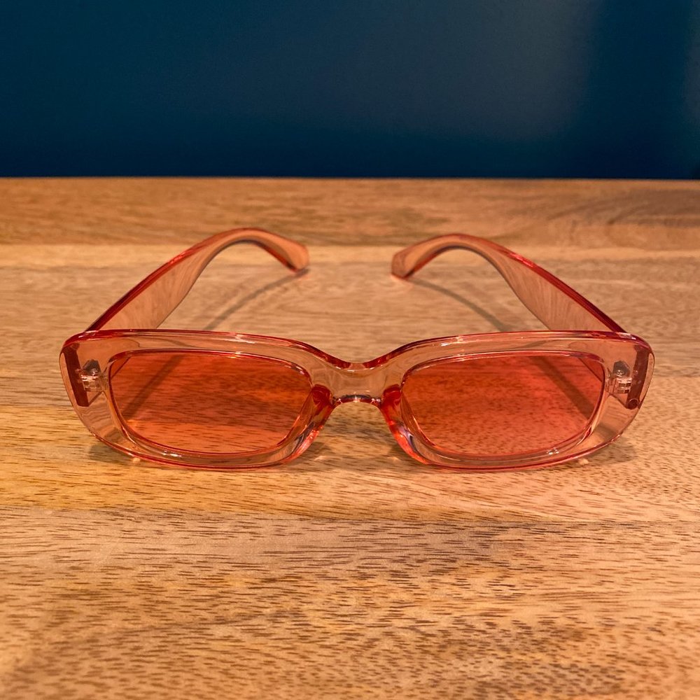 90s Y2K Pink Acetate Rectangle Sunglasses